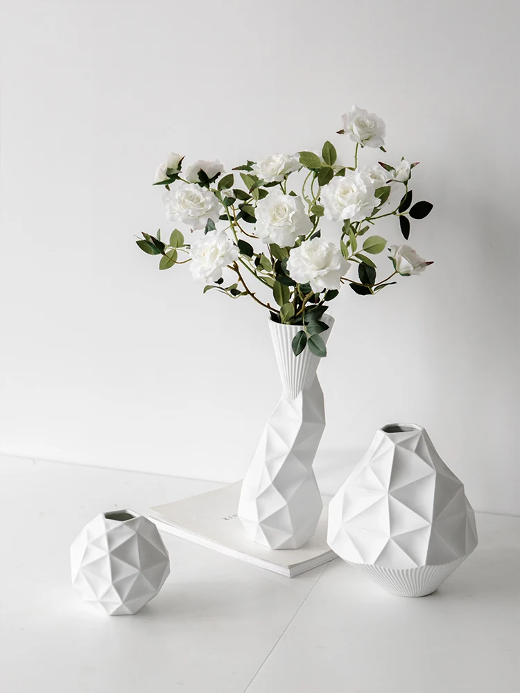 Прямой маркетинг Новая креативная Геометрическая белая керамическая ваза