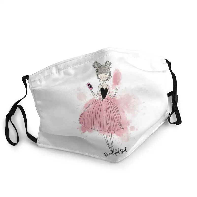 

Cartoon Style Ballet Dancer Mask Breathable Ballerina Mouth Face Mask Anti Haze Dust Protection Cover Respirator Mouth Muffle