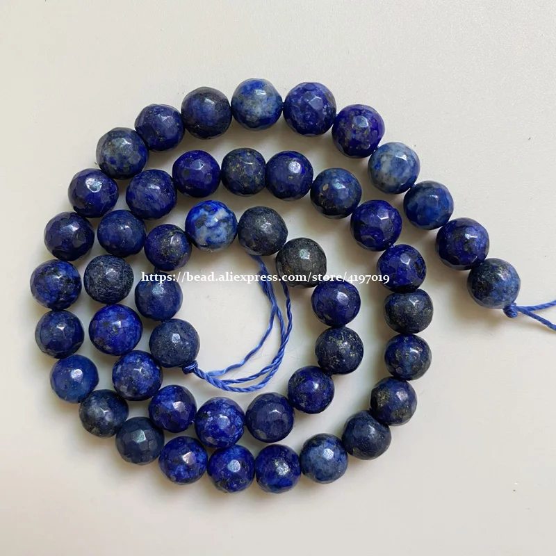 Бесплатная доставка граненые круглые бусины из натурального камня с лазуритом 15
