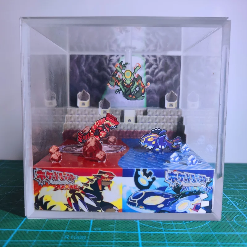 

ORAS Pokemon DIY супер-древние vs Groudon Kyogre Rayquaza сражение игровой сцены бумажные формы фигурки в подарочной коробке