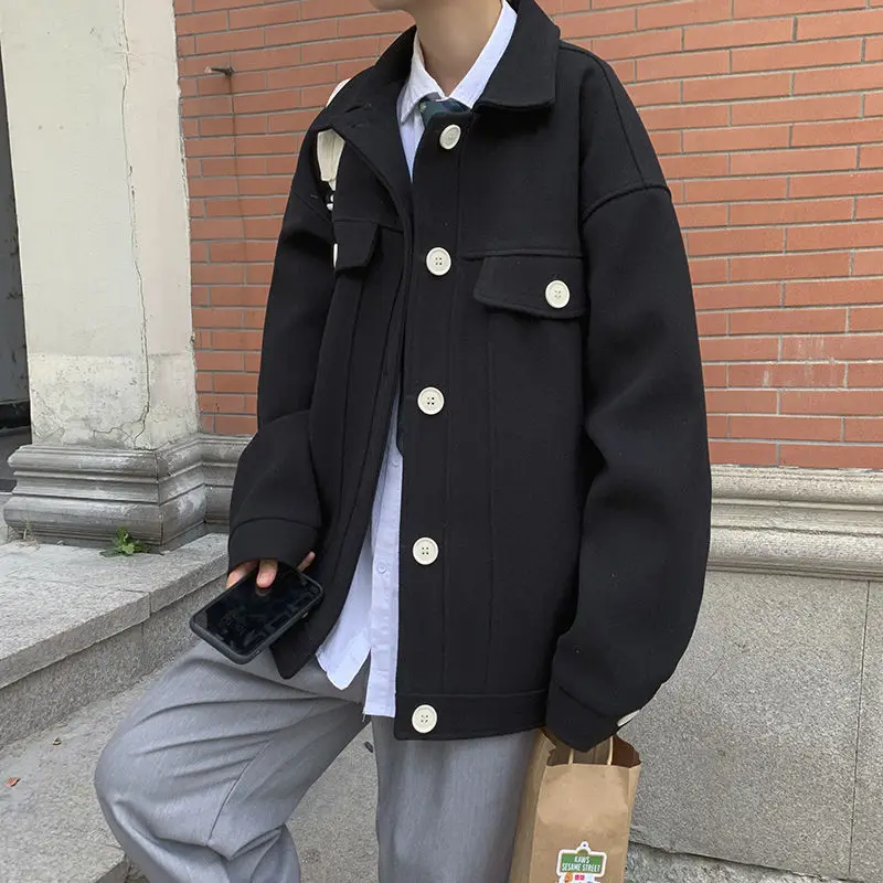 

Men's jacket 2020 Autumn winter new slim pure color lazy retro jacket loose casual personality youth men's wear