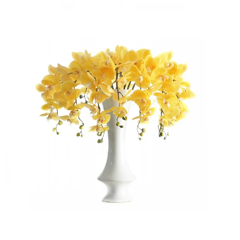 

INDIGO- Wholesale 100pcs Plastic Flower Real Touch Moth Orchid Butterfly Decorative Flower Artificial Wedding Flower Party Event