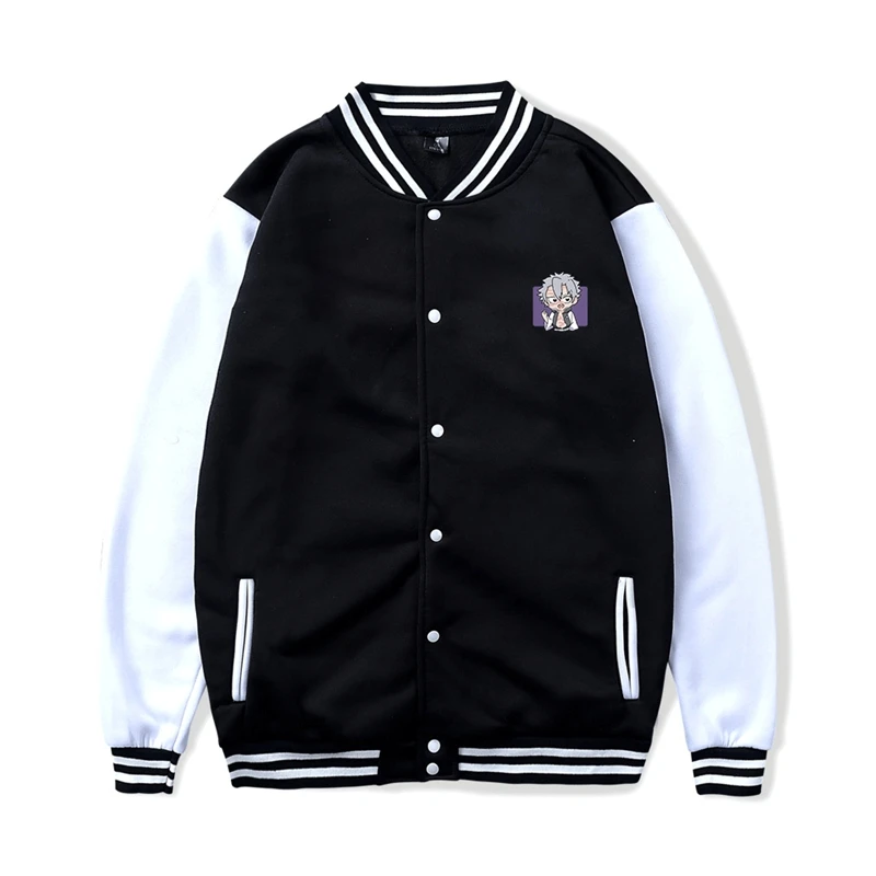 

Patchwork Baseball Uniform Jacket Autumn And Winter Korean Harajuku Style Print Cartoon Cute Demon Slayer Women Streetwear Coats