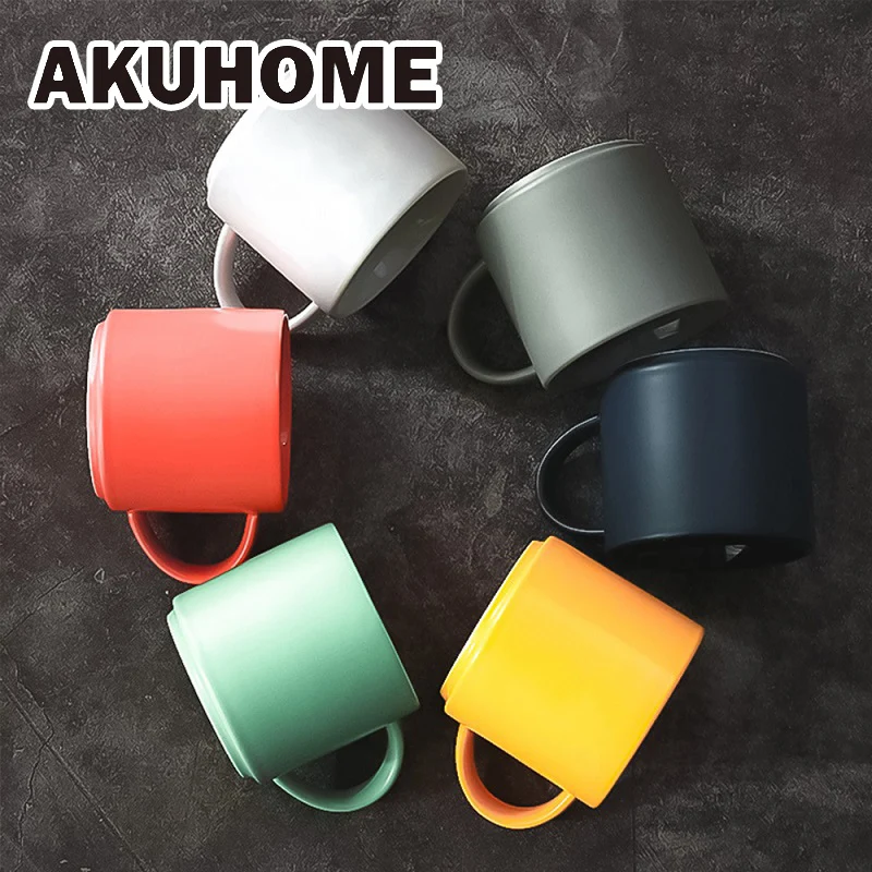 410 мл одноцветная керамика матовая кружка с ручкой простой стиль кофейная для