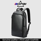 Мужской рюкзак из 100% натуральной воловьей кожи BOPAI, черный деловой рюкзак с отделением для ноутбука, USB-зарядкой и защитой от кражи, для учебы,