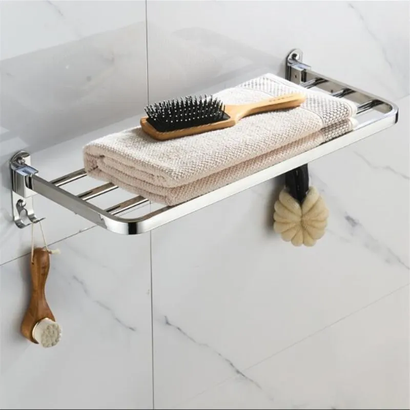 Держатель для полотенец ногтей или полка ванной комнаты 304 SUS аксессуары складной