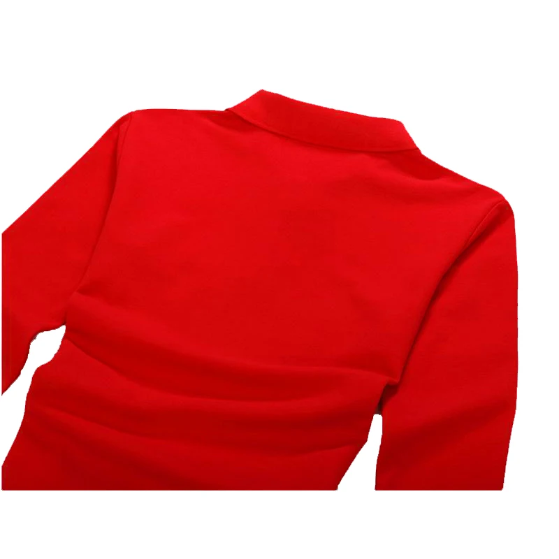 Женская рубашка поло с длинным рукавом 100% хлопок вышивкой|Футболки-поло| |