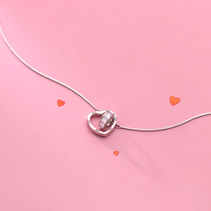 Для женщин ожерелье с подвеской в форме сердца коробка цепочка на шею 925