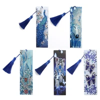diy bookmark 5d diamond painting special shaped diamond embroidery cross stitch leather tassel book marks for book gift