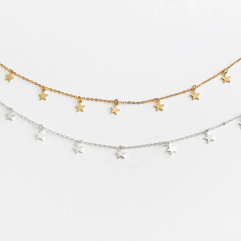 Золото Цвет звезда вечерние ожерелья с подвесками модная женская колье