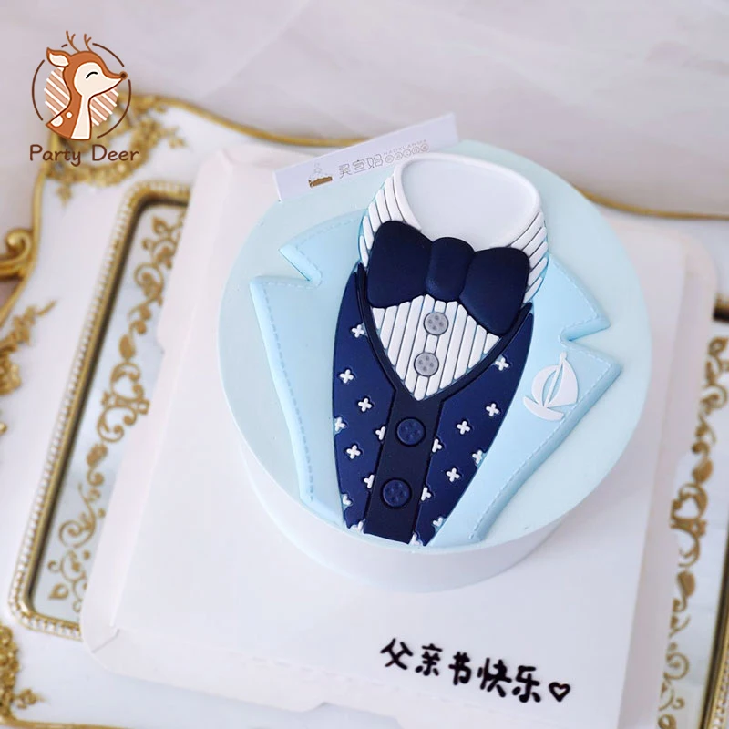 

Украшения для торта на День отца, мягкий синий галстук-бабочка