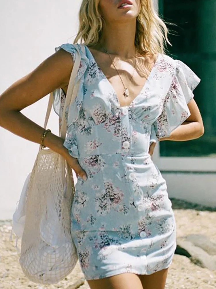 

Summer 2021 New Casual Fresh Long Print A Line Patchwork Dress Women's V Neck Sleeveless Backless Regular Chiffon Dresses