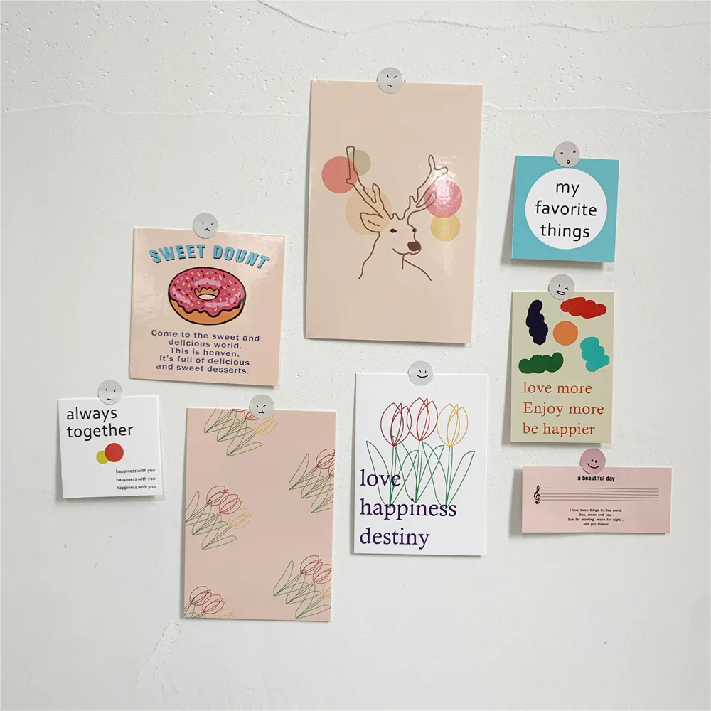 Ins 8 листов тюльпан Серия открыток цветы открытка комната декор стен Открытки