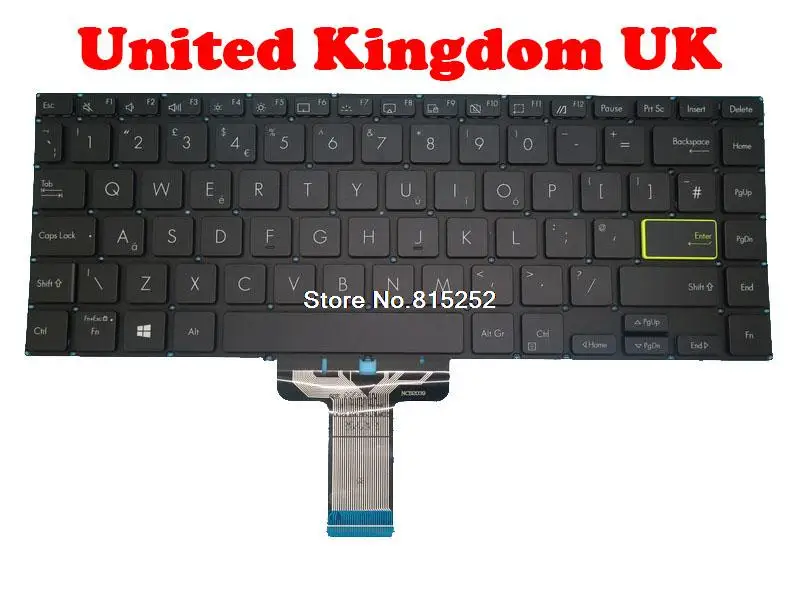 

Laptop Keyboard For ASUS M433IA 0KNB0-212AUK00 NSK-W3SBQ ASM19G56GBJH182 Without Frame Black United Kingdom UK NO Backlit Film