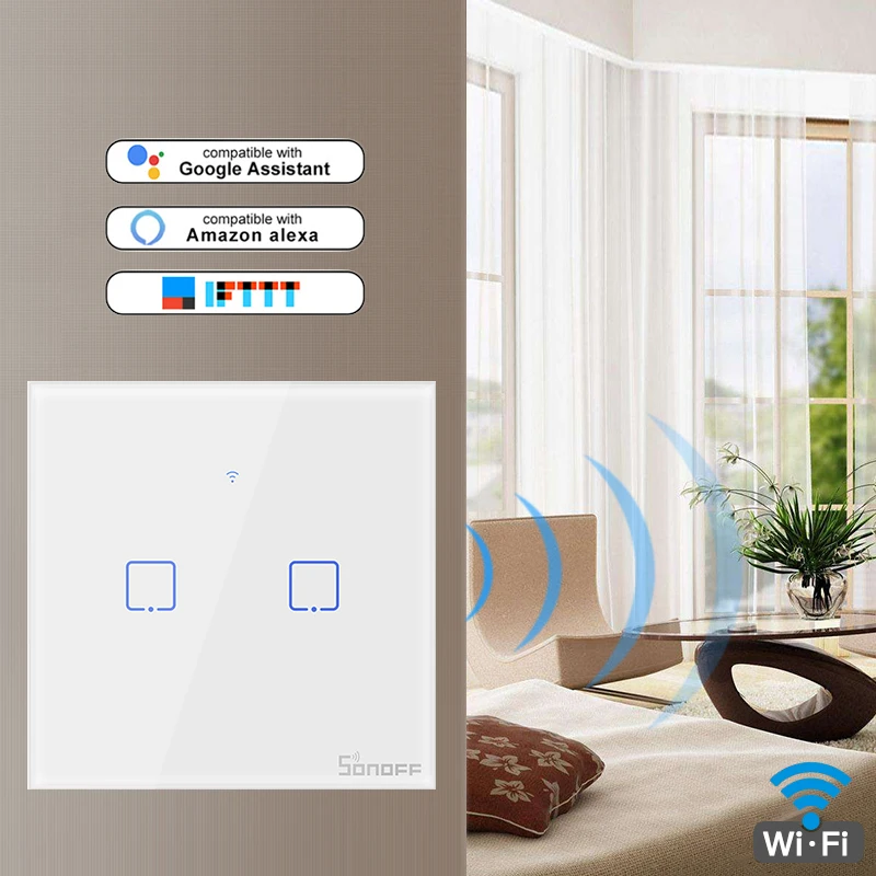 Смарт переключатель Sonoff T1 TX с панелью Wi Fi 1/2/3 групп для Google Home Alexa домашняя