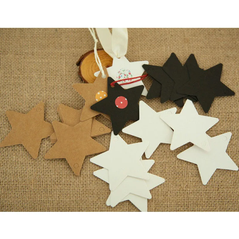 100 шт. ярлыки из крафт-бумаги со звездами для свадьбы Рождества Хэллоуина подарки