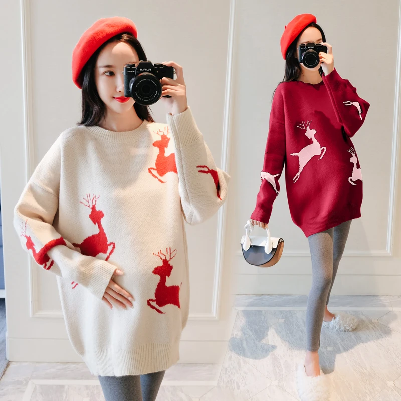 

6001 #2021 модные осенне-зимние толстые теплые вязаные свитера для беременных свободные пуловеры Одежда для беременных женщин