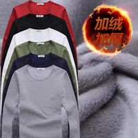 2pcs spring autumn mens warm thermal man long sleeve casual v neck velvet thick plus thick t shirt for 100kg