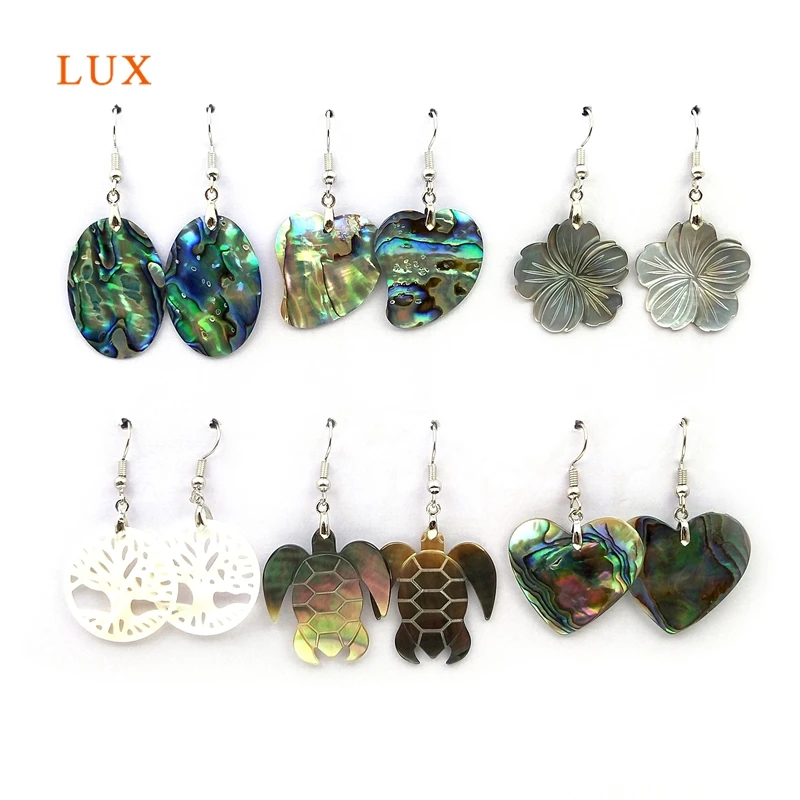 

Fashion Natural Abalone Shell Earrings Heart Flower Oval Tortoise Multi Shape Earring Accessories For Women Jewelry Gift Finding
