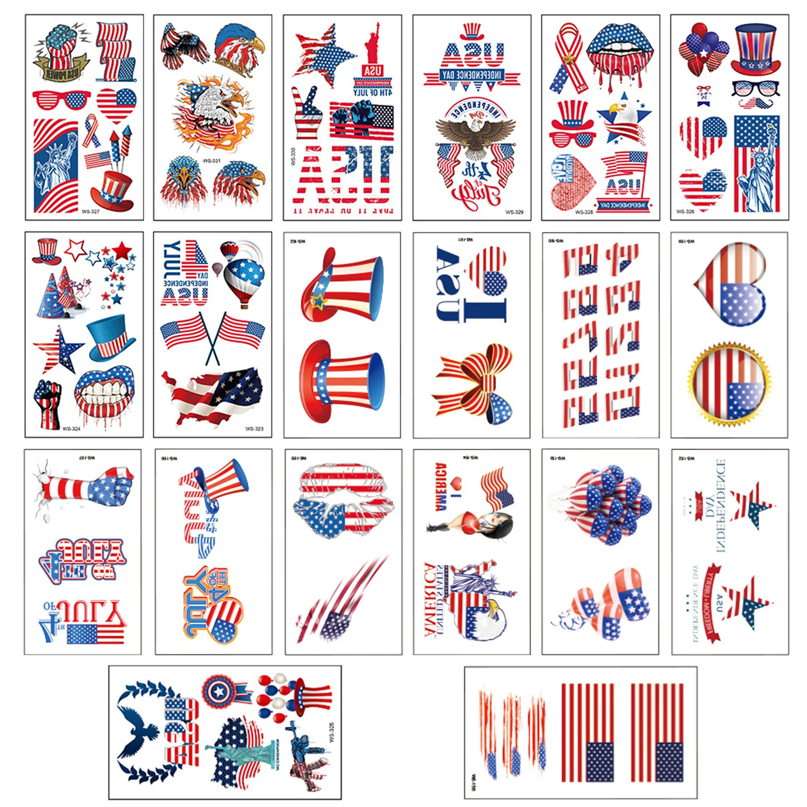 20 шт./компл. американский флаг Временные татуировки на День Независимости