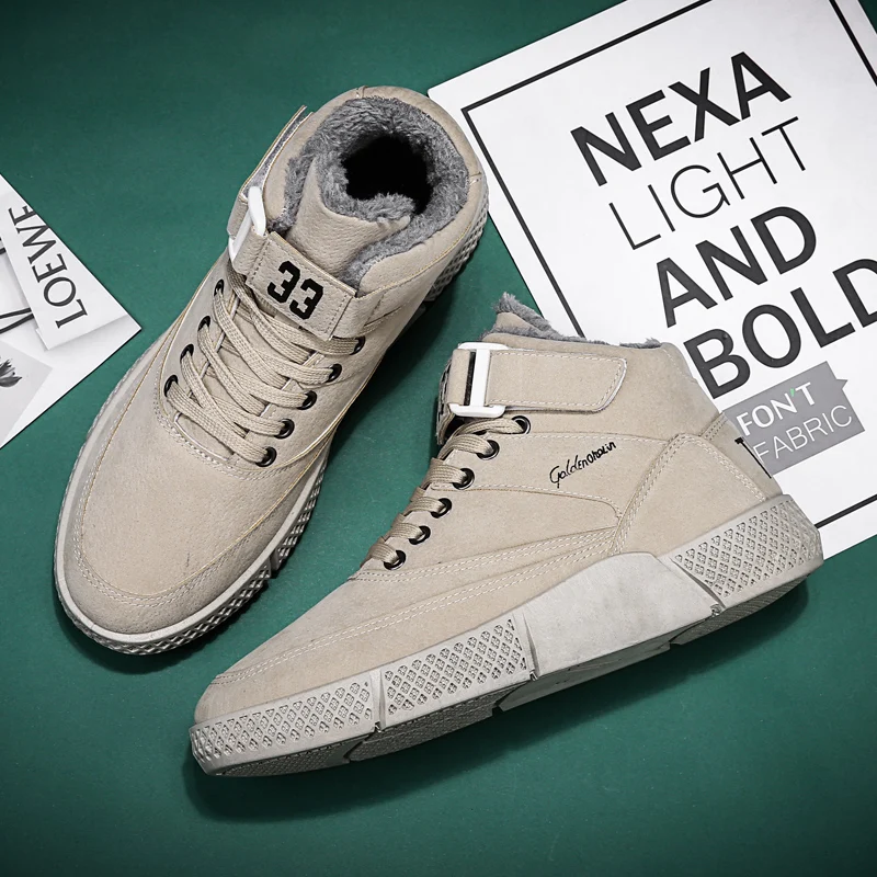 L1905beige BIGFIRSE/мужские кроссовки на шнуровке; Сезон Зима; уличные мужские модные кроссовки; сезон осень-зима; обувь на плоской подошве; zapatillas hombre; коллекция года; мужские кроссовки - Цвет: L1905beige
