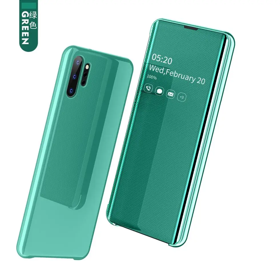 green Для samsung Galaxy S10 S9 S8 Note 10 Plus S7 Edge s10e зеркальный Флип Тонкий Модный умный чехол для мобильного телефона - Цвет: green