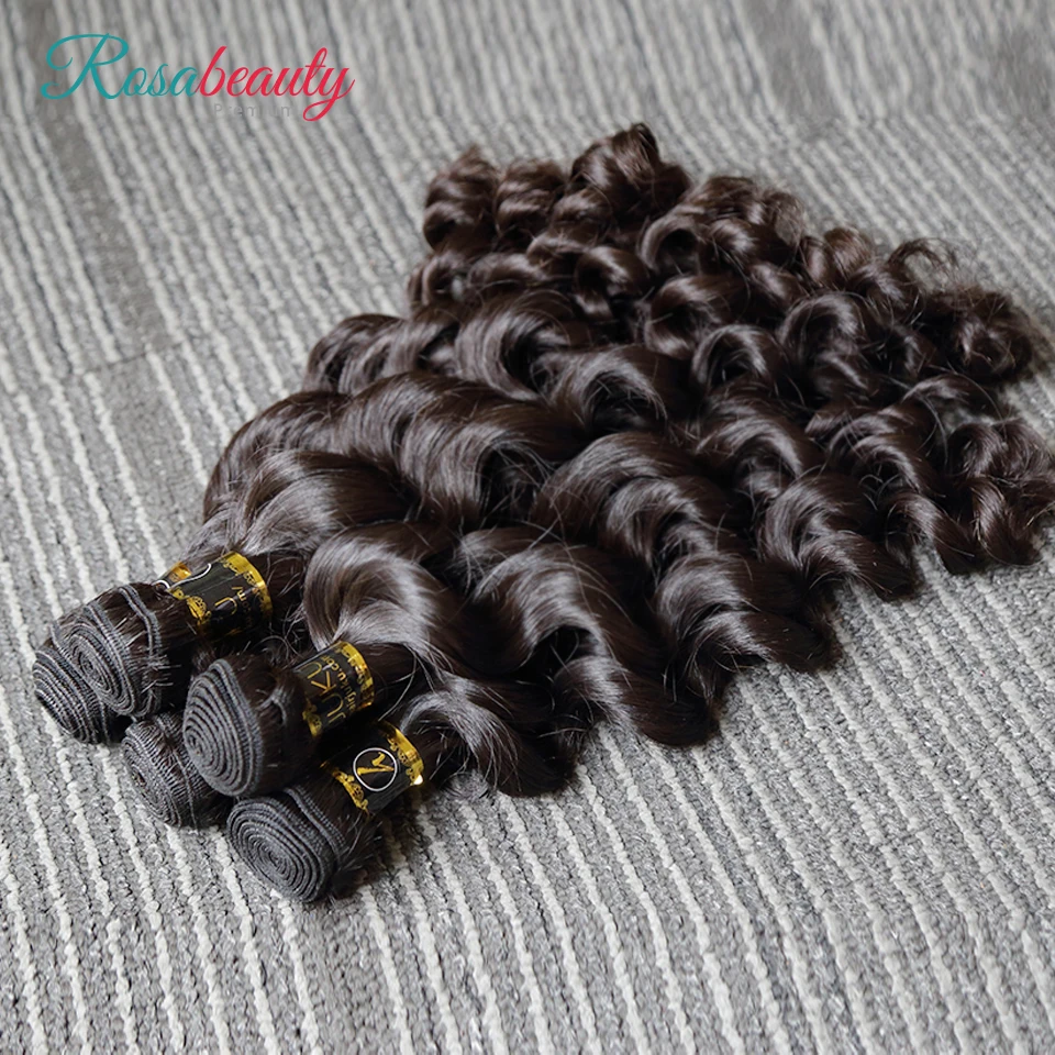Rosabeauty, 3 пряди, 10 А, натуральный цвет, индийские девственные волосы, свободные, глубокая волна, пучок, человеческие волосы для наращивания, 10-28 дюймов