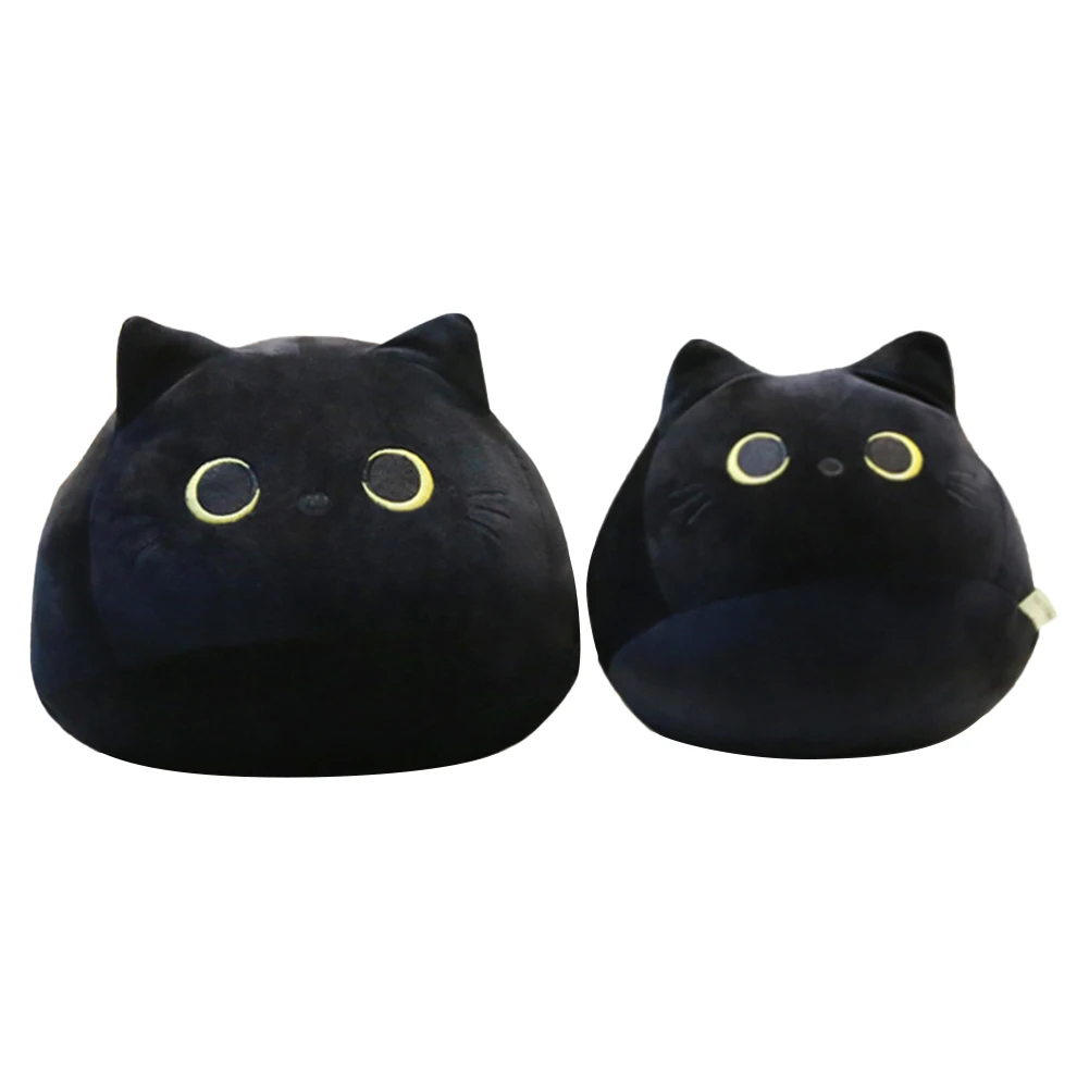 

Cute Lovely Black Cat Shaped Plush Pillows Crystal Flannel Cartoon Animal Soft Stuffed Toys Valentine Day Presents