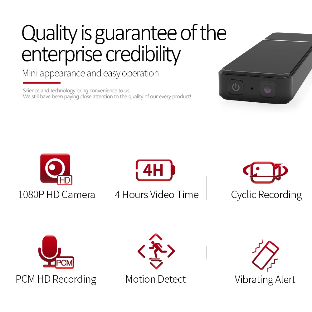 VJOY Мини цифровой диктофон камера HD фонарик микро тела Обнаружение движения