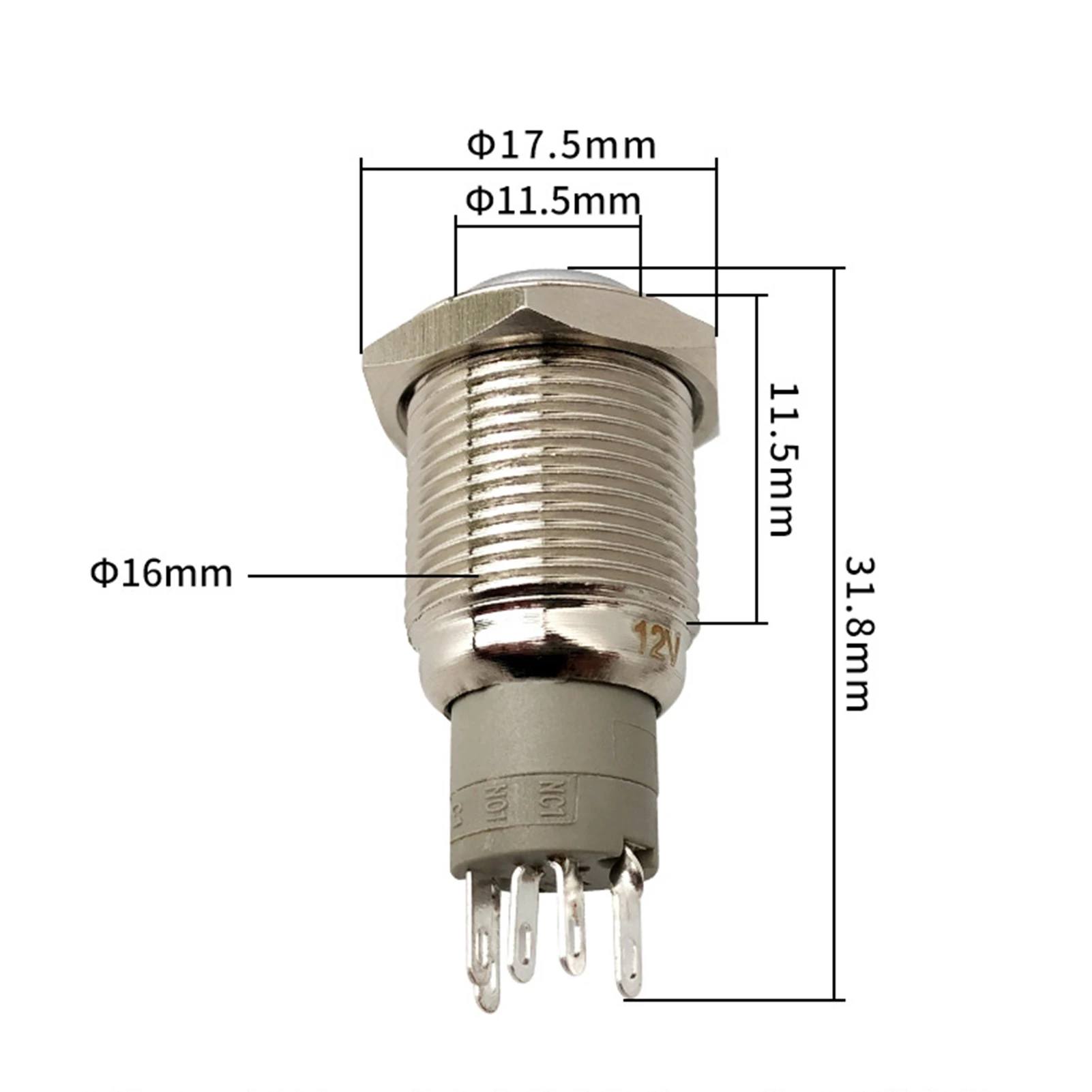 

12V 16mm LED Push Button Switch Horn Switch Momentary Blue LED Light Waterproof Light Momentary Push Button Horn Switch for Car