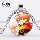 Аниме кулон с черным клевером, ювелирные изделия, модное женское и мужское круглое металлическое ожерелье с лицом из стекла, подарки для друзей и детей, новые безделушки