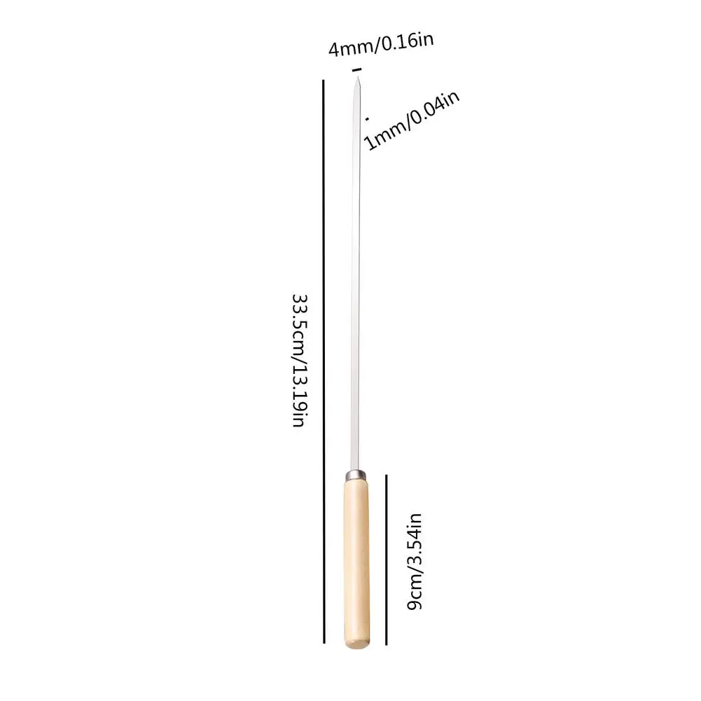 

30PCS Barbeque Skewer Reusable Stainless Steel Flat Kebab Stick With Wooden Handle BBQ Tool Needle Meat Piercing Device