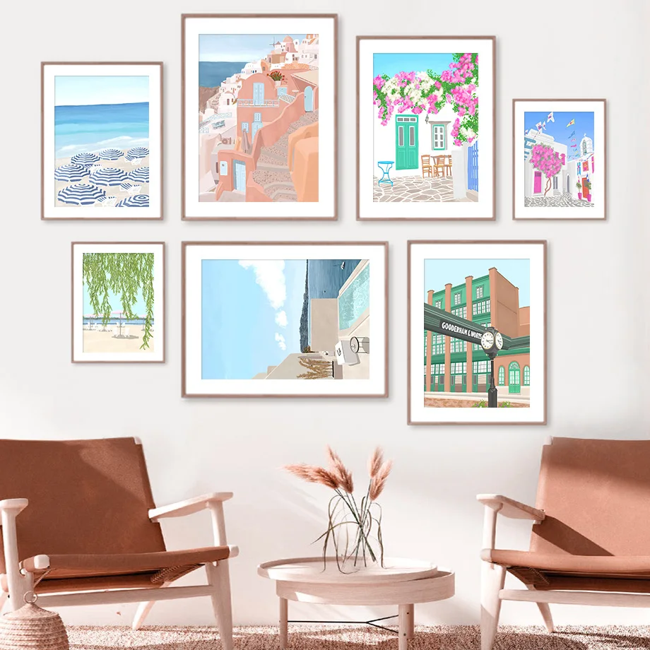 

Beach Island Villa Sea View Mountain Lake Wall Art Canvas Painting Nordic Posters And Prints Wall Pictures For Living Room Decor