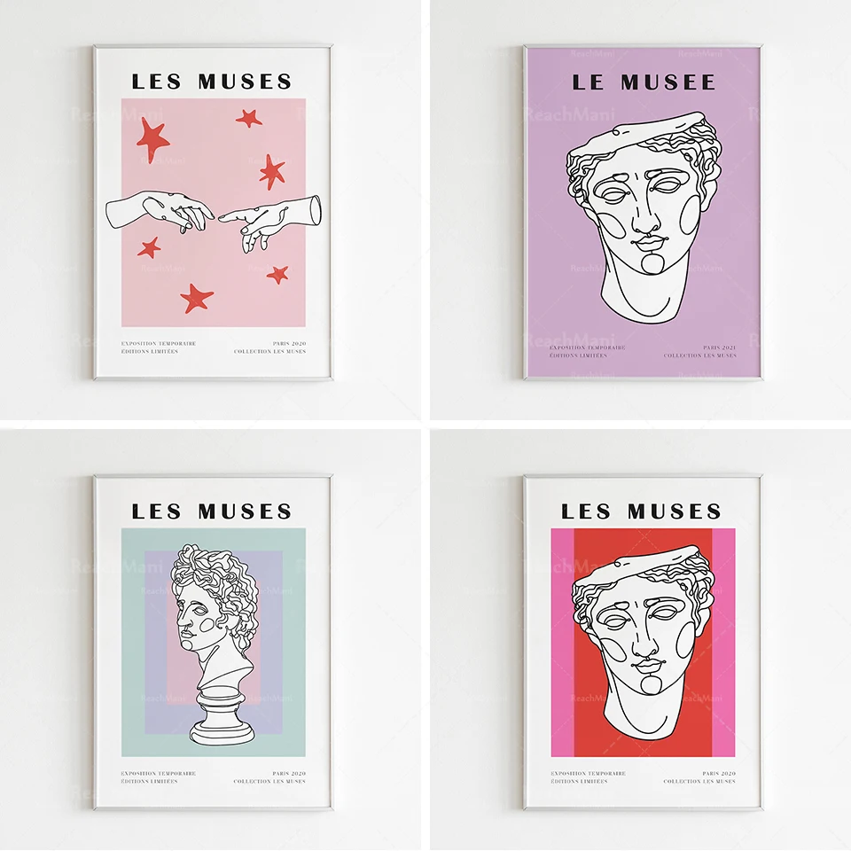 

Greek God Art Print, David Head, Roman Greece, Line Art, Pink Artwork, Abstract Greek Museum Poster Museum Poster Medieval Moder