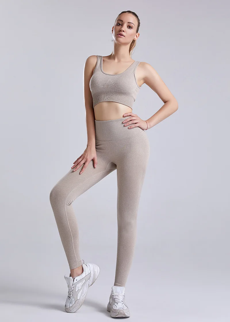 

Two-Piece Seamless Tight Sportswear Women's Gym Professional Running Quick-Drying Yoga Pants Training Fitness Clothes Set