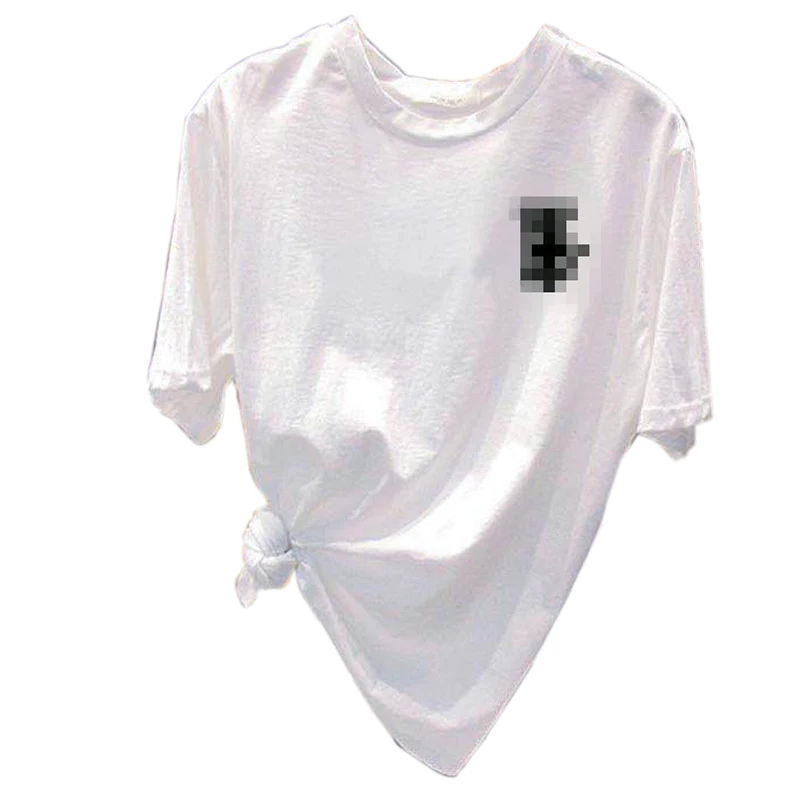 

2021 Pure Cotton Lettered White Short Sleeve T-Shirt Women's Loose-Fit Casual Ban Xiu Shan Summer Wear