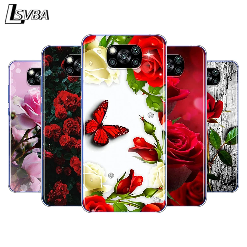 

Red Roses Flower For Xiaomi Poco X3 NFC C3 F2 F1 M3 M2 X2 11 10T Note 10 8 Mi Play A2 5 Lite Pro Phone Case