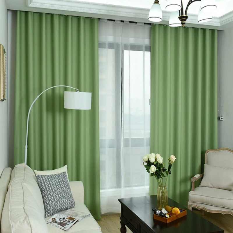 Кофейная Затемняющая занавеска на окно для спальни зеленая ткань с драпировкой