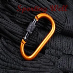 

5pcs 8mm Aluminum Alloy Carabiner Type D Quickdraw Outdoor Climbing Safety Hook Screw Lock Backpack Buckle Hanging Padlock Tools