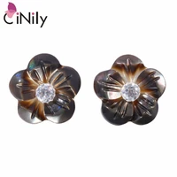 cinily created shell cubic zirconia solid 100 925 sterling silver wholesale flower for women jewelry stud earrings 12mm se033