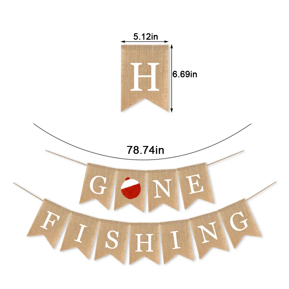 Джутовая Мешковина ушел на рыбалку баннер для выхода свет Рыбалка детский душ