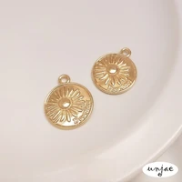 custom 14k color plating real gold small daisy round brand pendant 20mm handmade diy sweater necklace pendant accessories