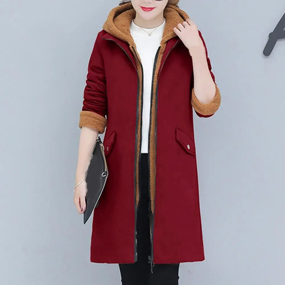 

Plush Lambskin Teddy Coat Women Winter Plus Size Fashion New Casual Solid Hooded Fake Two-Piece Coat Warm Soft Female Overcoat