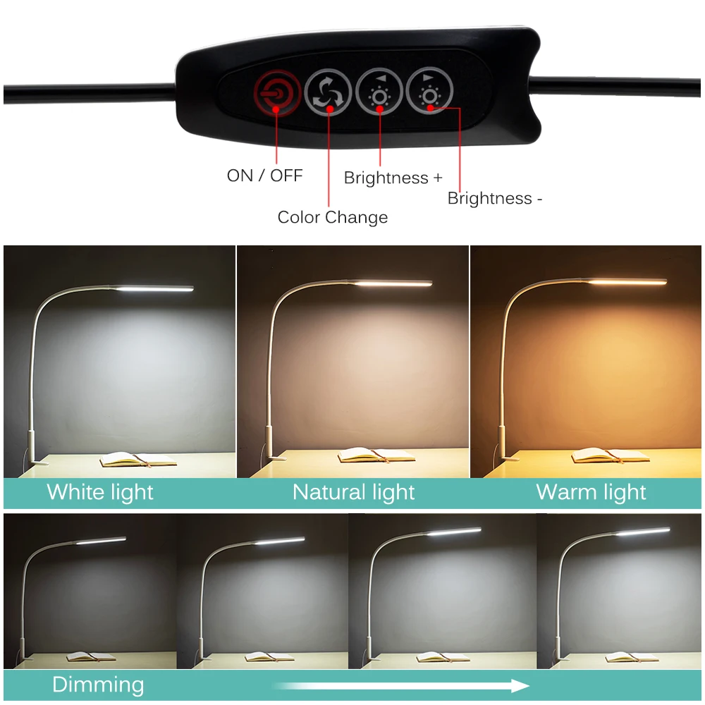 Настольная лампа с длинной рукояткой Офисная настольная 64 шт. светодиодный USB