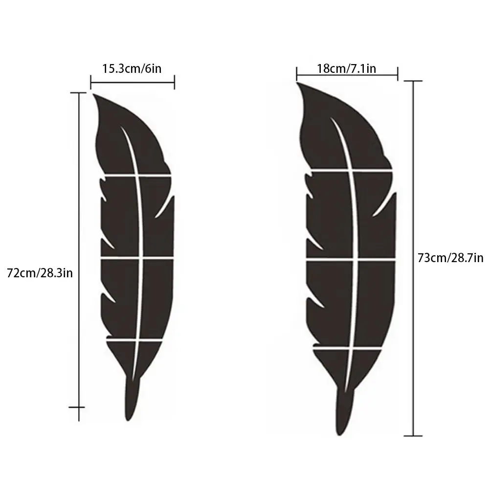 

3D Acrylic Self Adhesive Mirror Wall Stickers Fashion Durable DIY feather Mirror Wall Home Decoration for Living Room Office
