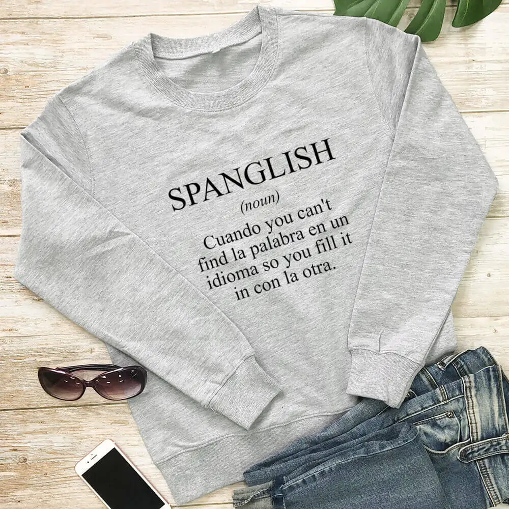 Spanglish толстовка из 100% хлопка женская мексиканская смешная повседневная