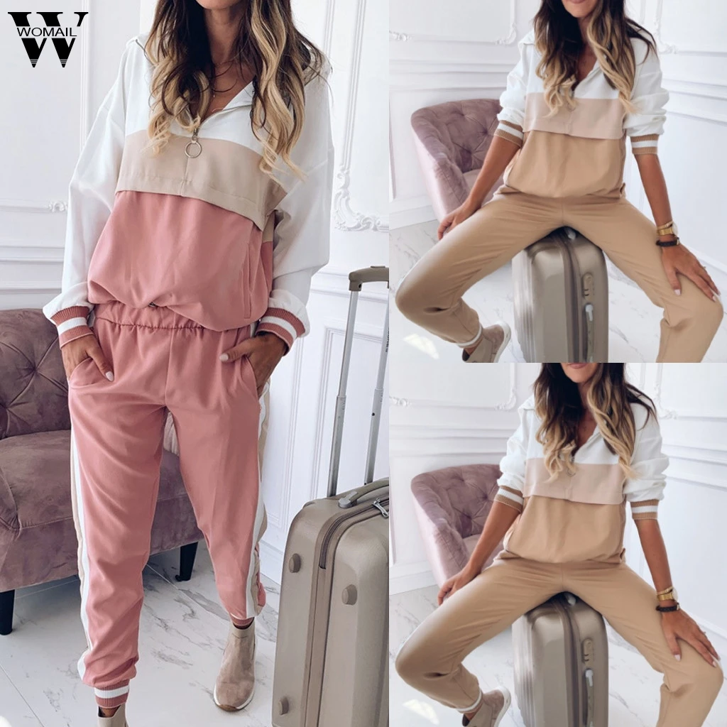 Женский спортивный костюм из двух предметов тонкий с капюшоном и длинным рукавом