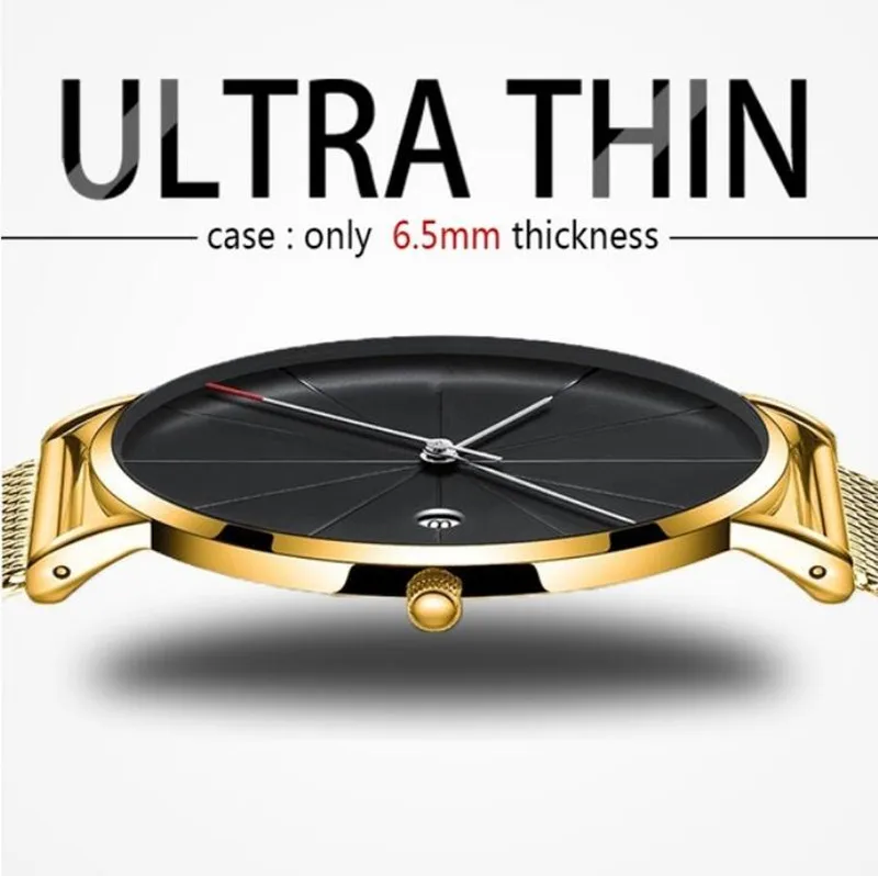 Мужские модные спортивные сетчатые часы с ремешком из нержавеющей стали датой