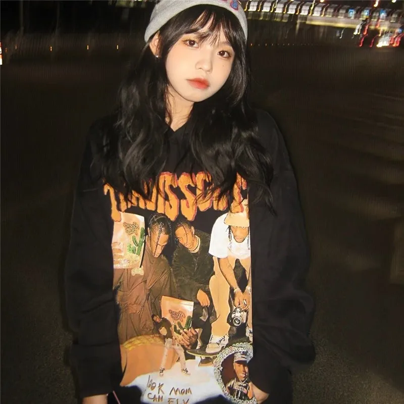 

2021 White Hoodie Women Japanese Kawaii Tops Loose Casual Autumn Long Sleeve High Street Punk Japan Gothic Hoodie Streetwear