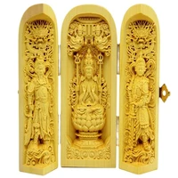 decorated 100 boxwood highly difficulty carved god of wealth statue folding box thousand hand bodhisattva